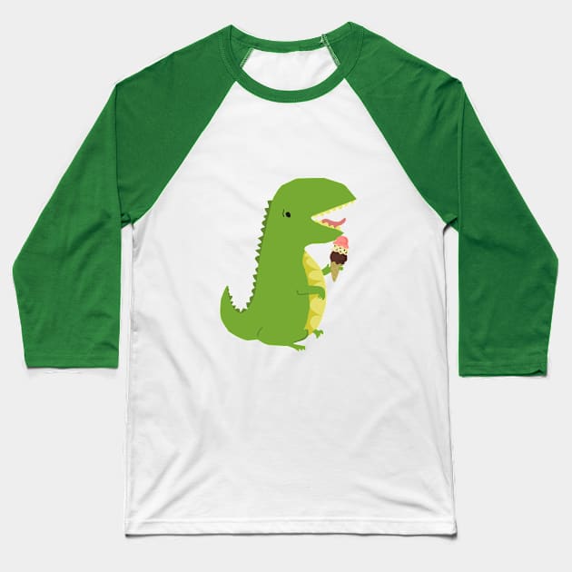 Ice Cream Rex Baseball T-Shirt by cheeseblarg